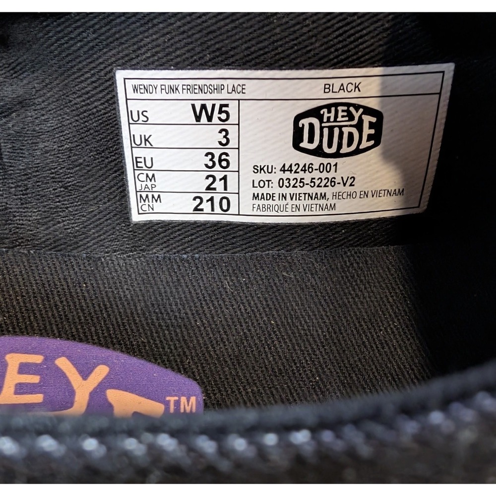Hey Dude Women's Wendy Funk Friendship Lace Black Denim Size 5 - Picture 11 of 12